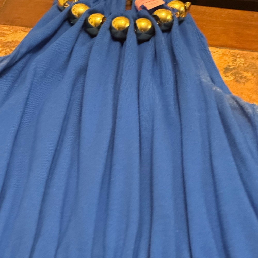 Blue Dress with Gold Accents